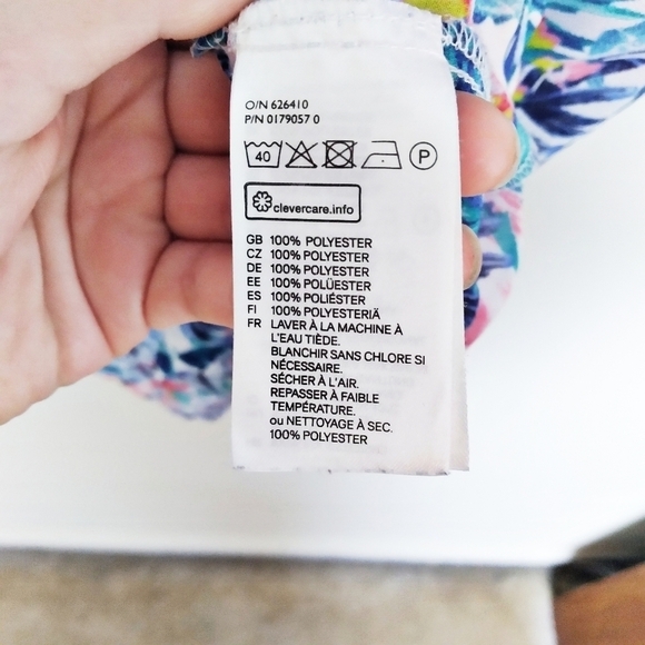 H & M Blue and Pink Tropical Floral Print Sleeveless Blouse Size 4 - Picture 7 of 9